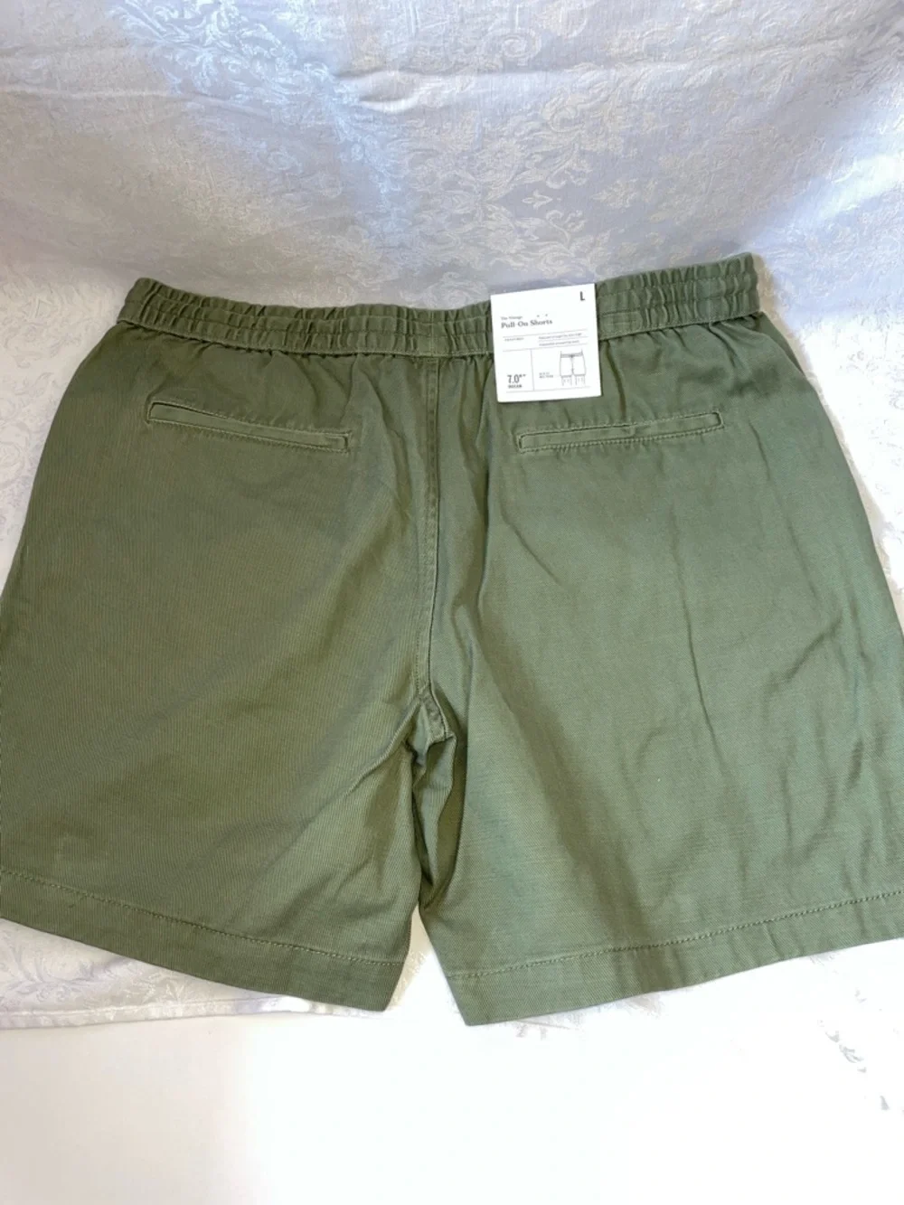 NWT Goodfellow & Co. Men's Olive Green Elastic-Waist Drawstring Shorts. Size L - Picture 2 of 7